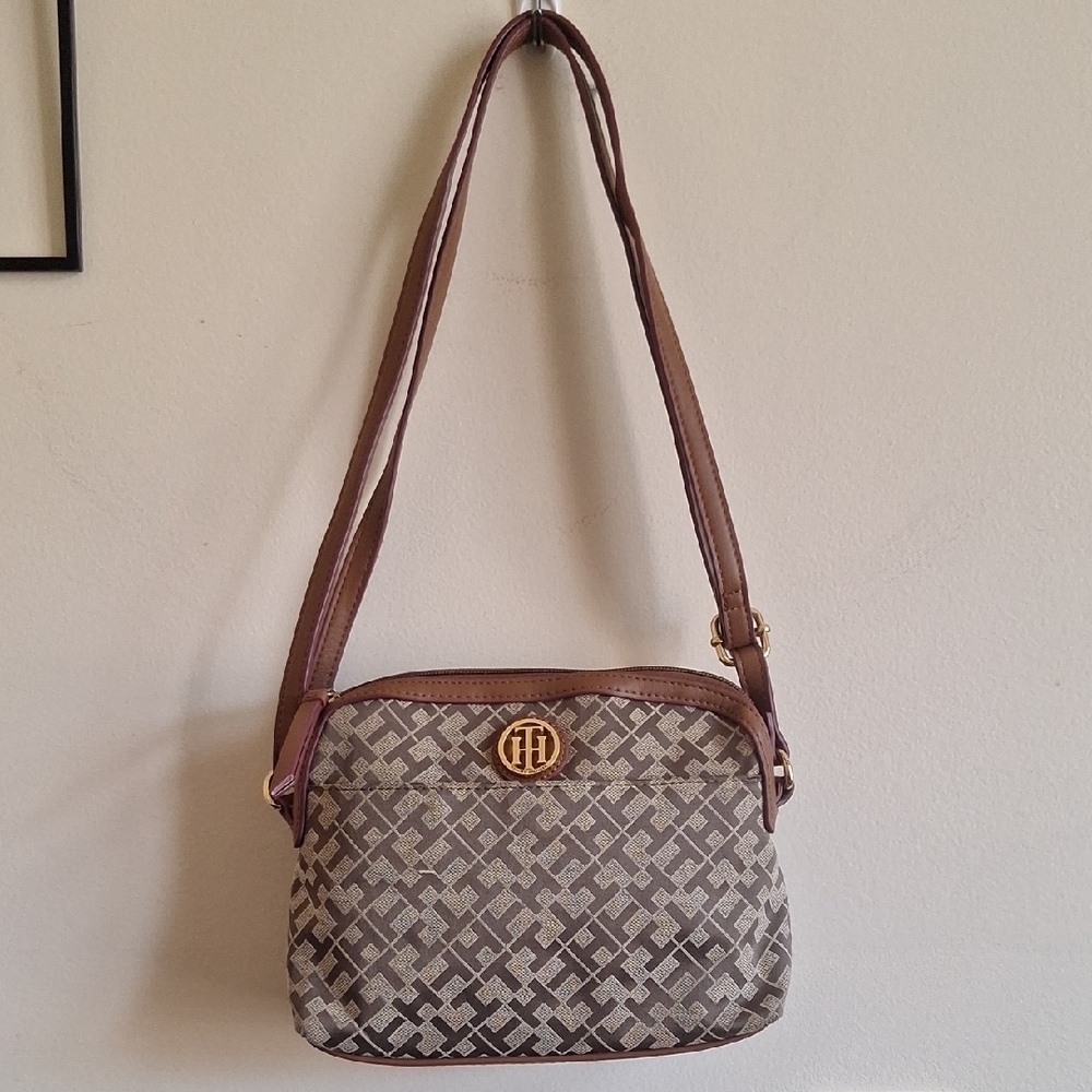 Tommy Hilfiger Crossbody Bag Monogram Jacquard Tan & Brown Purse - Picture 3 of 11